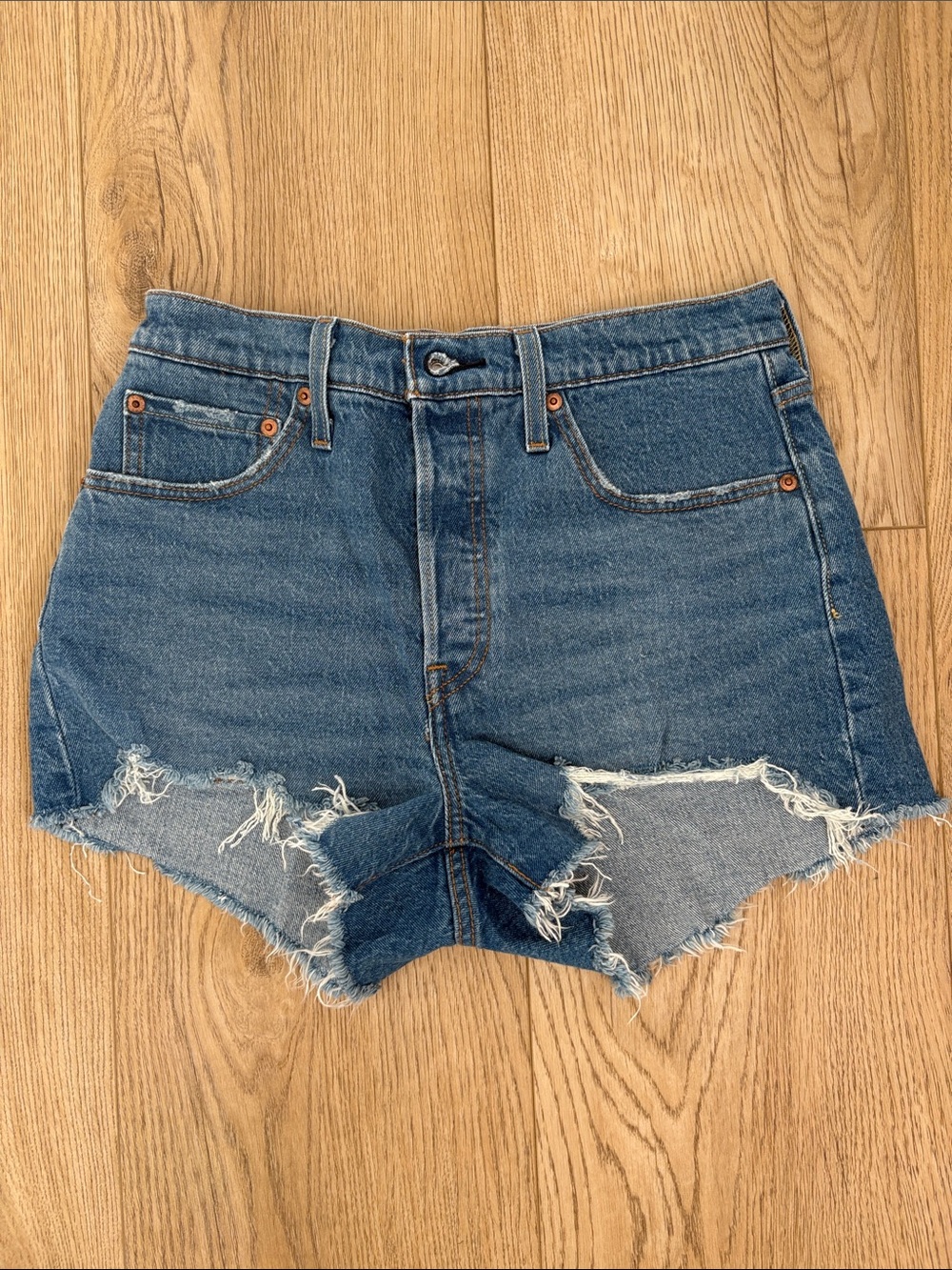 Levi's Distressed High-Rise Denim Shorts - 501